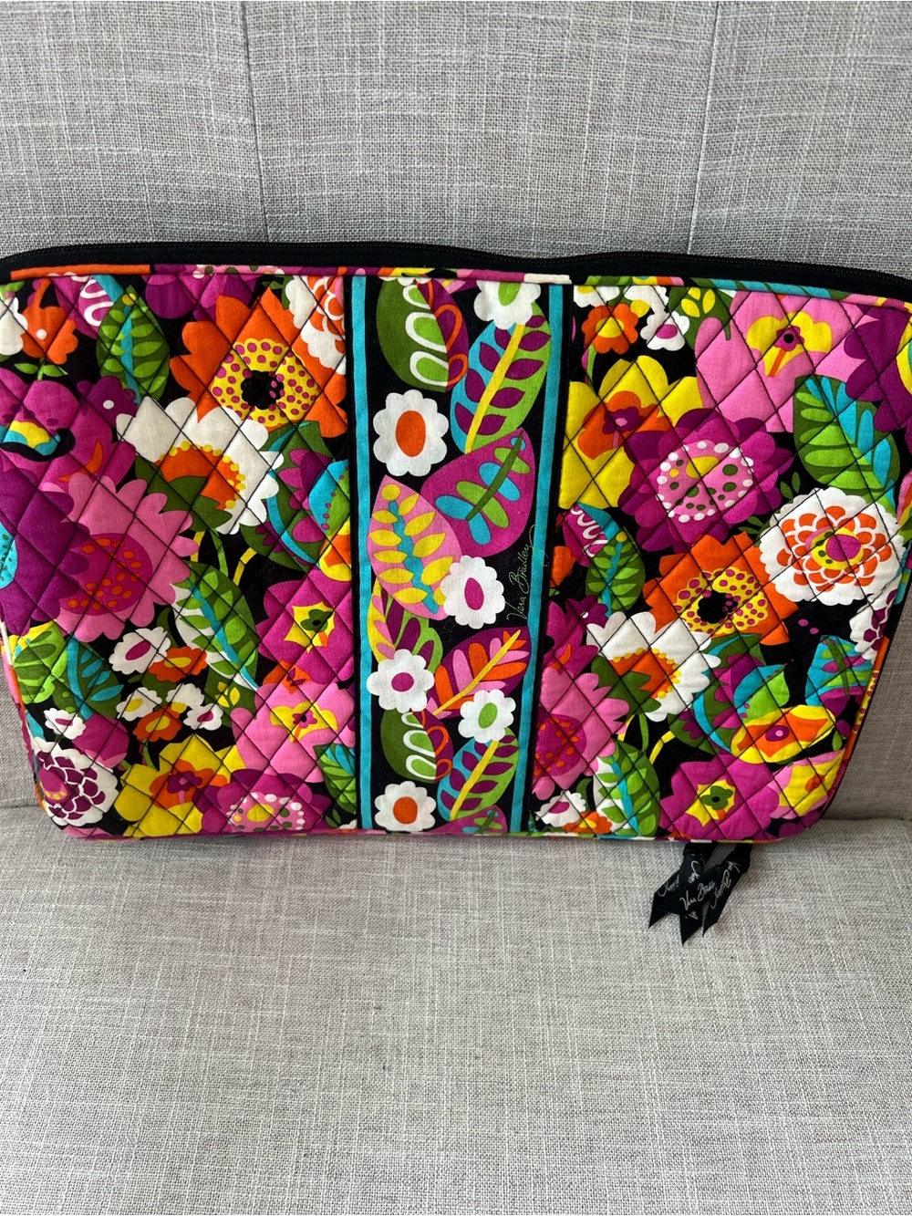Vera Bradley Floral Quilted Laptop Skeeve, zip whimsical charming office